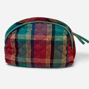 Vintage 80’s Multi-colored plaid makeup bag